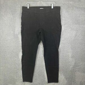 Nine West Pants Womens Jeans 16 Black Heidi Pull On Skinny Flat Front Cotton